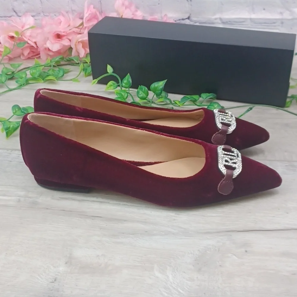 Lauren Ralph Lauren Velvet Lilah Flat NWOB